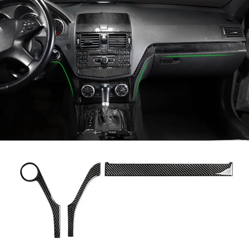 

Interior Stickers Carbon Fiber 3Pcs Decor Car Central Control Frame Decals trim Auto for Mercedes-Benz C-class W204 new