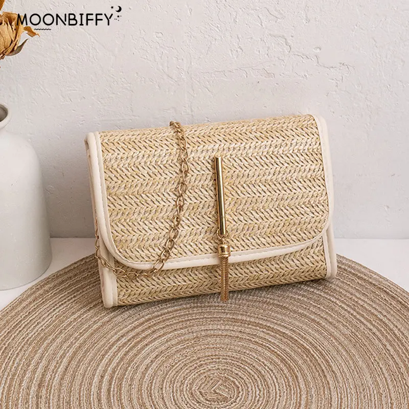 

2023 New Women's Summer Woven Bag Messenger Straw Bag Girls Mobile Phone Bag Small Square Bag Fashion Bag Purses and Handbag