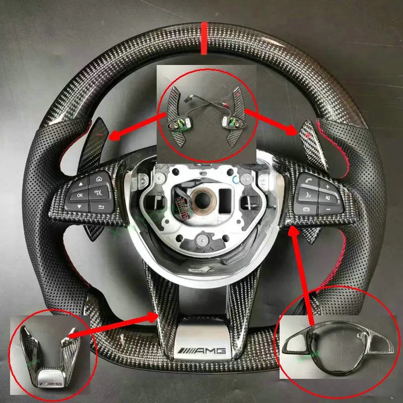 100% натуральные весла рулевого колеса из углеродного волокна переключатели