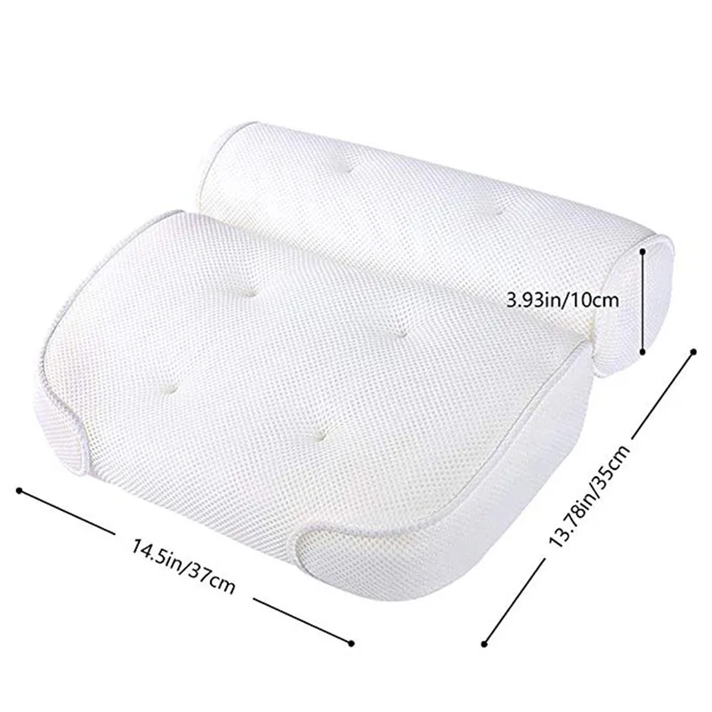 Spa Non-Slip Bath Pillow Cushioned Bath Tub Spa Pillow Bathtub Head Rest Pillow With Suction Cups For Neck Back Bathroom Supply images - 6