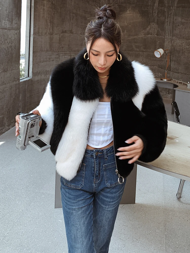 Women's fall winter Warm Natural Fox Fur Coat top quality Luxury Fashion natural fur jackets Wholesale  AN12