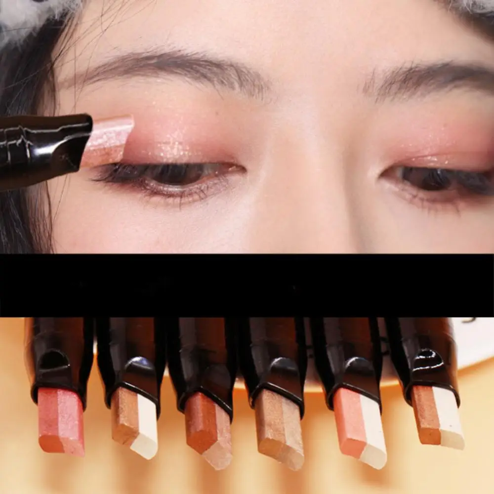 

Two Color Gradient Eyeshadow Stick Glitter Pearly Sequins Waterproof Eye Shadow Pen Brighten Eye Lying Silkworm Cosmetics Makeup