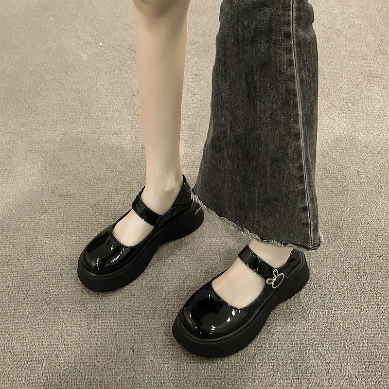 

Туфли дерби женские универсальные, кожаная обувь на платформе, криперы, в британском стиле, ретро, летняя обувь, черные