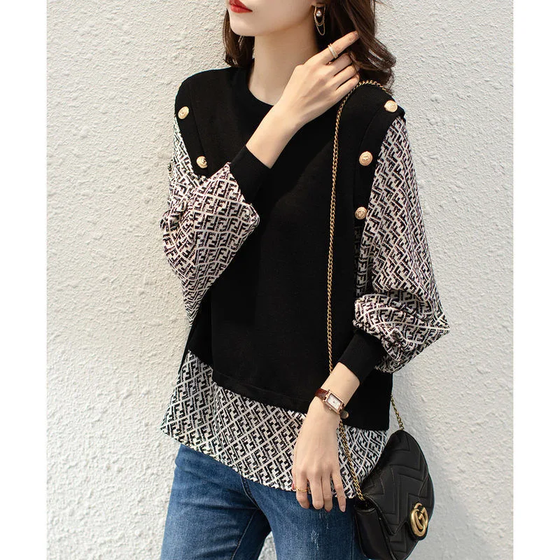 Новинка весны 2022 модная женская футболка с длинным рукавом и круглым вырезом