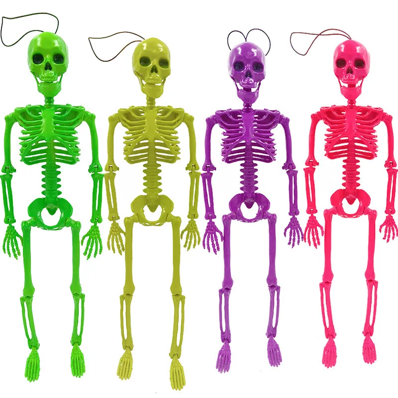 

Halloween Colorful Skeleton 40CM Simulated Human Plastic Skeleton Ghost House Festival Scene Layout Horror Props Halloween Decor