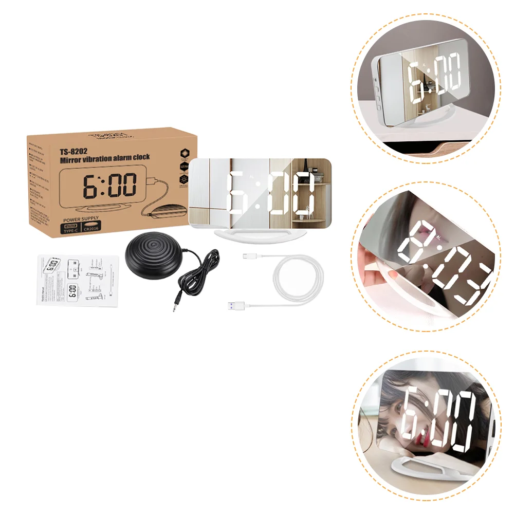 

Clock Alarm Digital Vibrating Led Mirror Bed Bedside Shaker Small Bedroomkids Shaking Table Display Purple Vibration Design