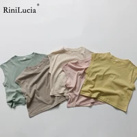 rinilucia baby girl cotton t shirts brief kids casual wear t shirt for girls boys children summer sleevless tops infant clothing