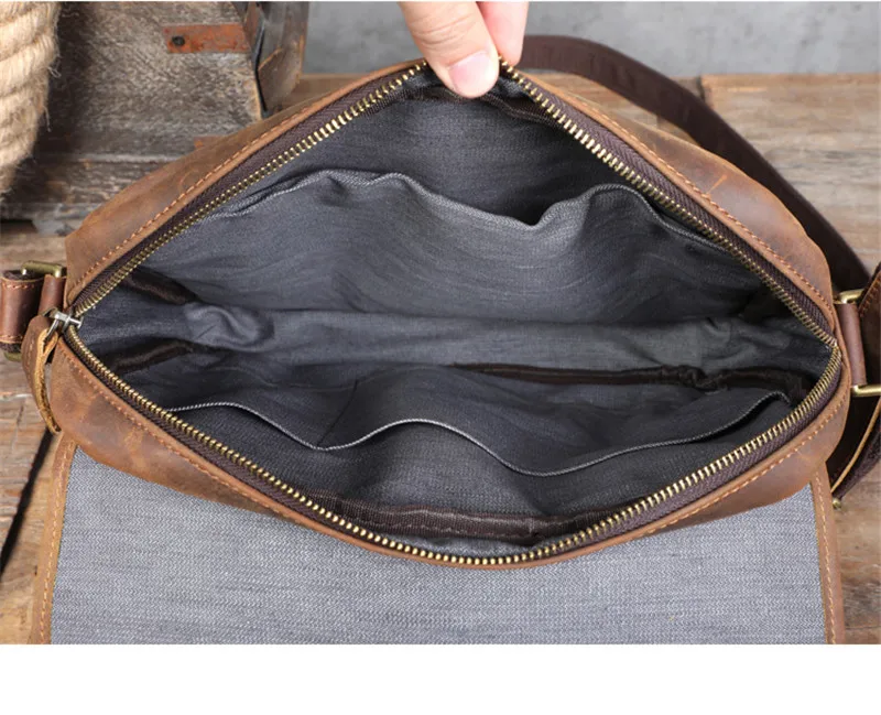 Vintage crazy horse cowhide men's messenger bag designer high-quality natural genuine leather designer daily work shoulder bag