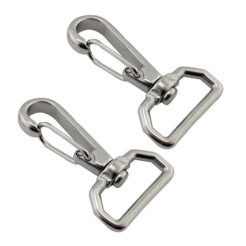 

2PCS Ring Square Eye Swivel Snap Hook Stainless Steel 316 Quick Straping Hook Lobster Clasps Hiking Camping Carabiner Pet Chain