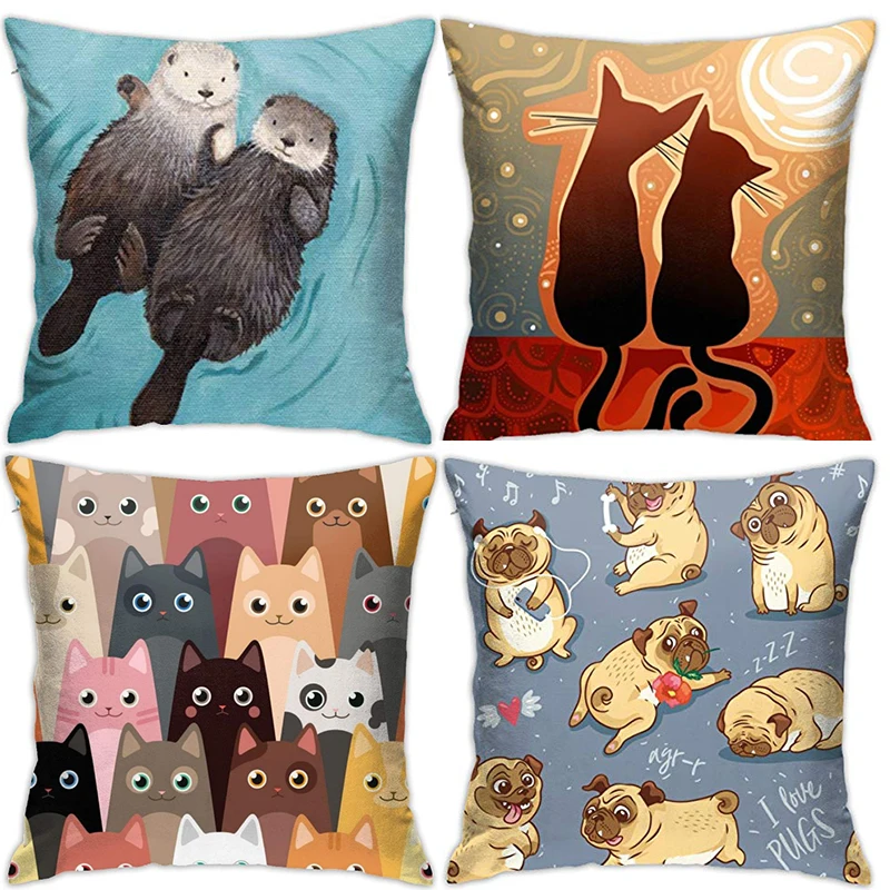 

Cute Cats Throw Pillow Covers Decorative 18x18 Inch Sofa Bed Pillowcase Square Soft Pillow Case Home Decor Bedroom Livingroom