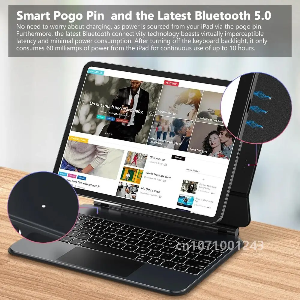 Чехол GOOJODOQ Magic Keyboard для iPad Pro 11 M4 Air 4/5/6 Smart Pogo Pin PD18W мультисенсорная клавиатура с