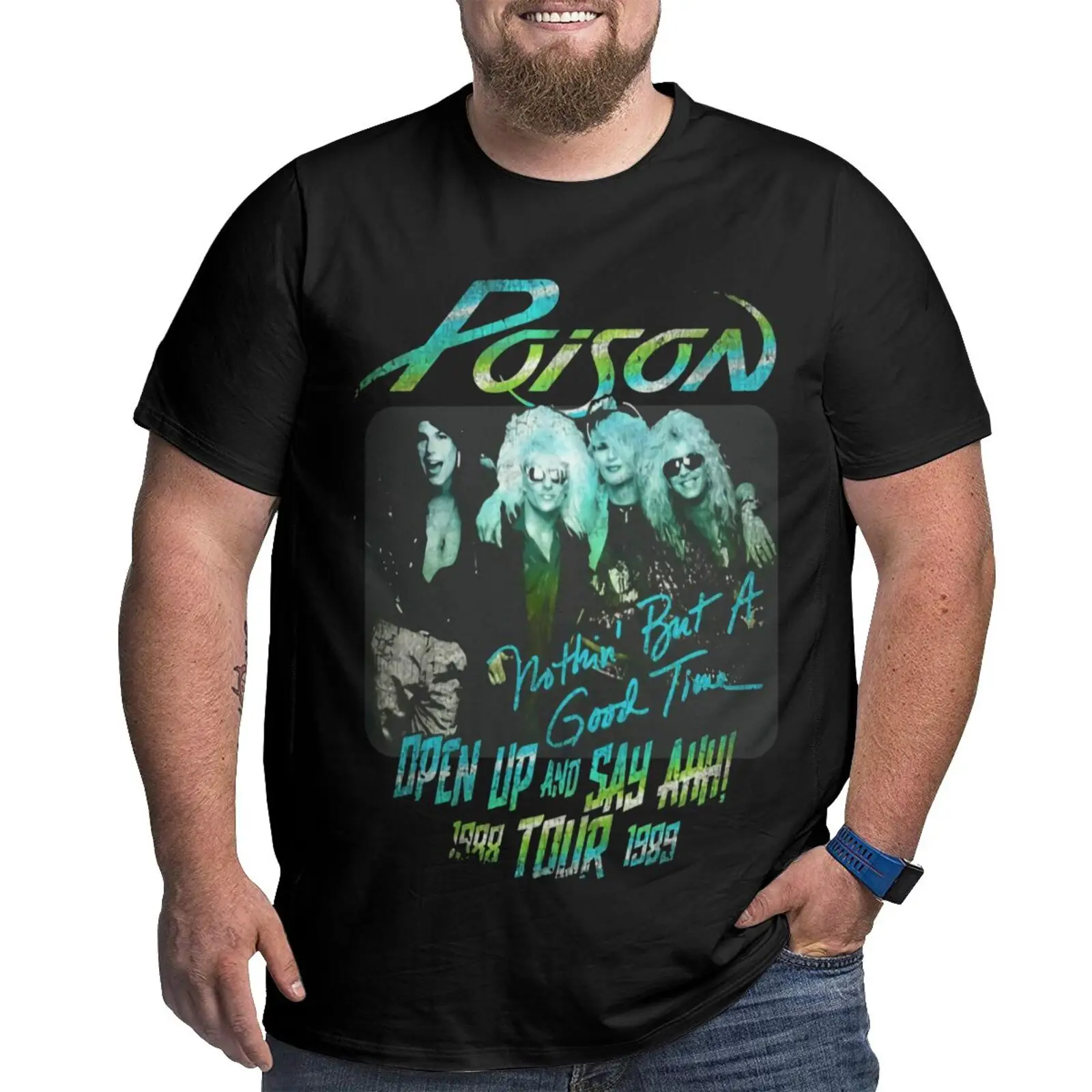 

Poison Tour Licensed N Roll Band Oversized T-Shirt Couples T-Shirt T-Shirt Men's Shirt Men's Clothes Men's Shirt Anime T-Shirt