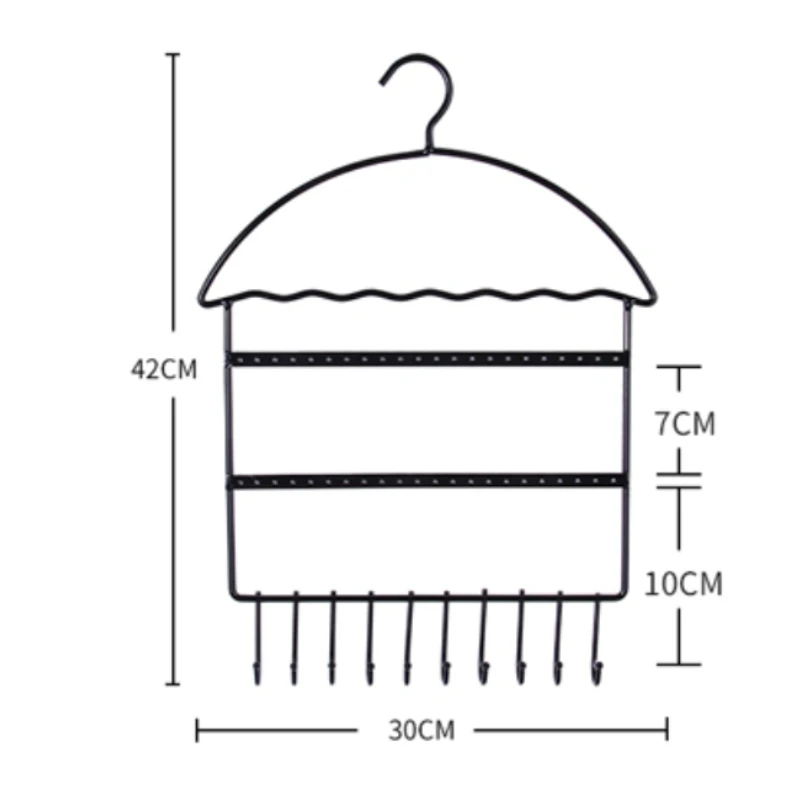 2 Layers Iron Earring Storage Display Stand Jewelry Storage Organizer for Necklace Holder Simple Style Wall Hanging Jewelry Rack