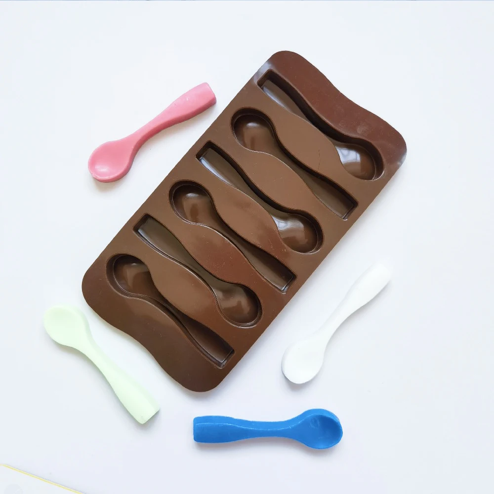 

Cute Cake Mold Good Quality DIY Chocolate Six Spoons Mould Mold Silicone Baking Cake Decorating Topper Candy
