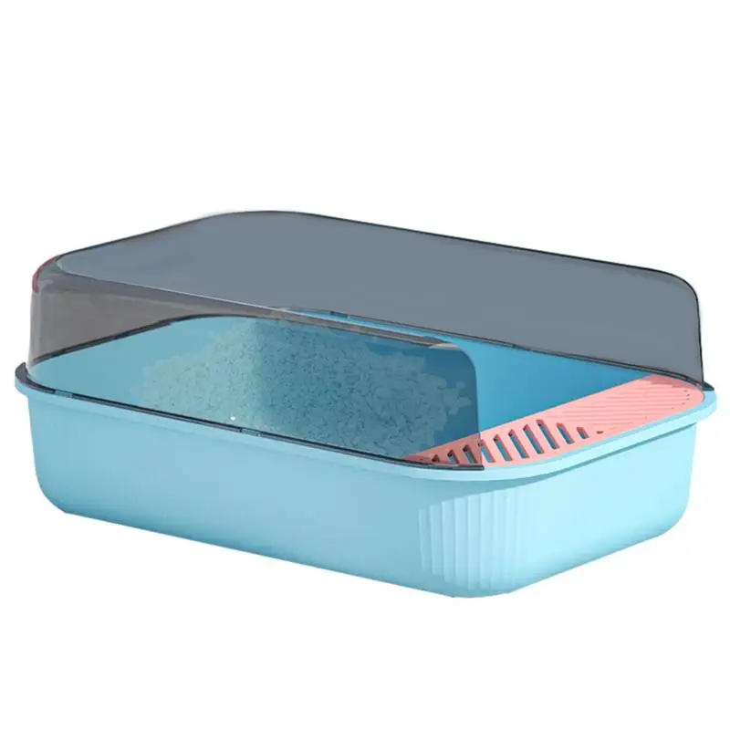 

Open Litter Box Semi-Enclosed Sifting Litter Box With High Sides Detachable Shallow Cat Toilet Prevents Urine And Litter Leakage
