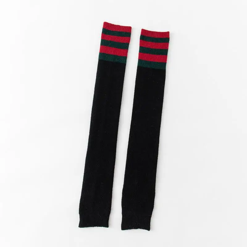 Foot Sock Women's Angora Wool Warm Thigh High Sock Foot Sock Three Bars Black JK High Yoga Autumn and Winter Long Socks