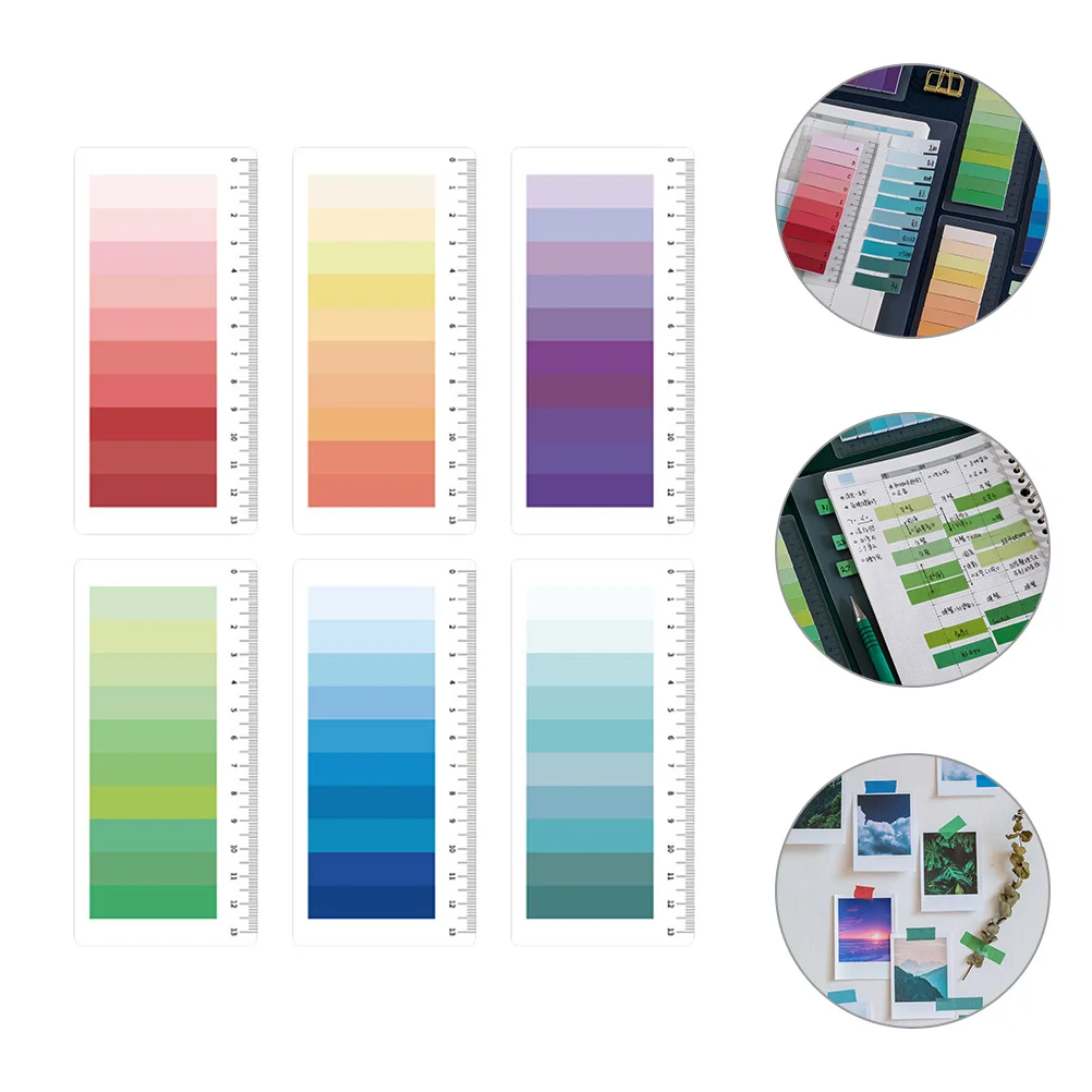 

6 Sets Gradient Notes Label Tabs Sticky Self-adhesive Portable Paper Mark Supply Compact Book Simple