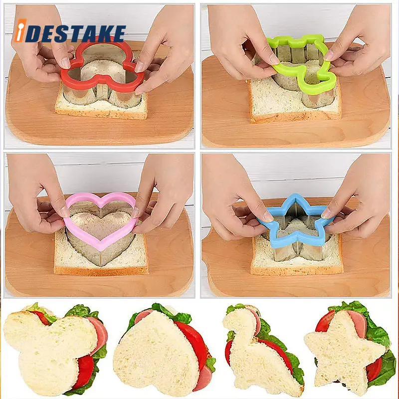 

Sandwich Mould Set Animal Dinosaur Star Heart Shape Stainless Steel Bread Mould Cookie Cutters Mold Baking Tools For Kids