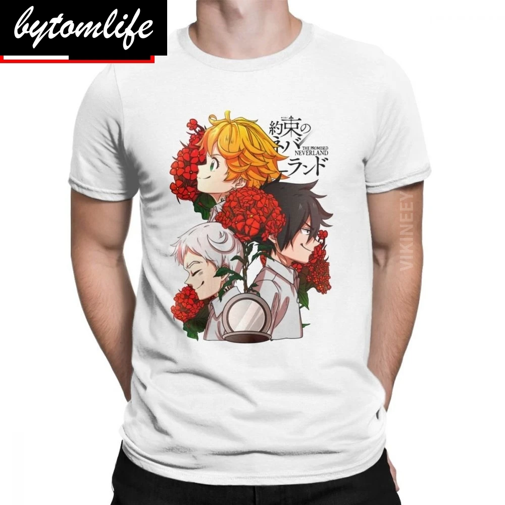 

Vintage The Promised Neverland Hope T-Shirt Men Cotton Tshirt Emma Manga Norman Ray Vaporwave Anime Winter