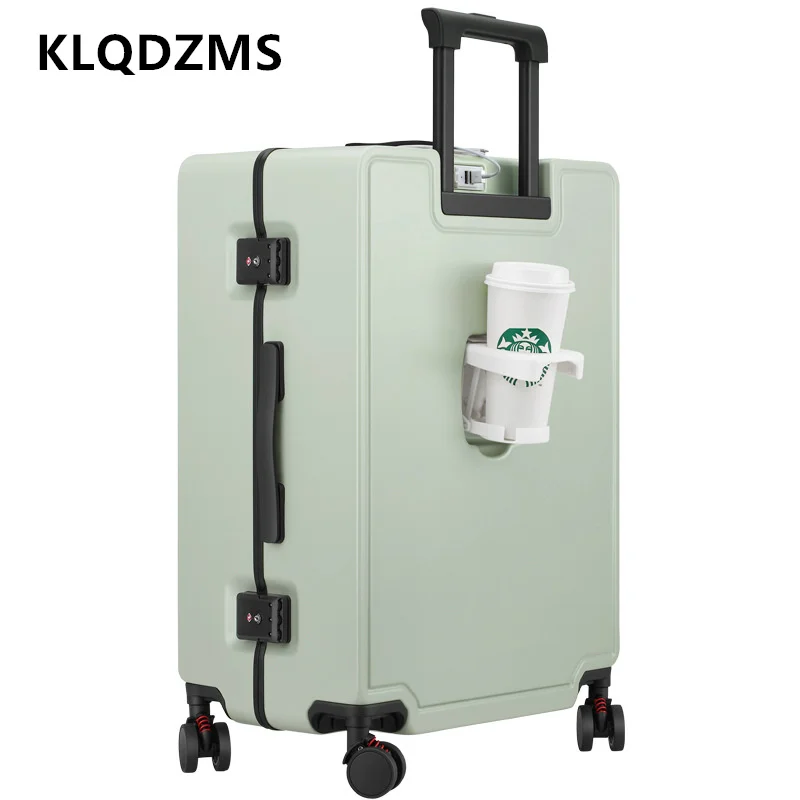 KLQDZMS Multifunctional Luggage Female Trolley Bags Aluminum Frame Boarding Box 20 Inch Student Leather Case 24 Inch Suitcase