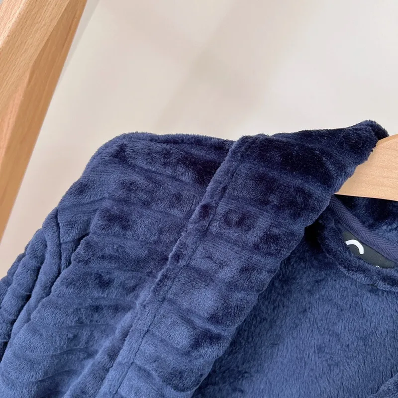 Winter Nightdress For Men Long Gown Flannel Warm Lace-up Robe