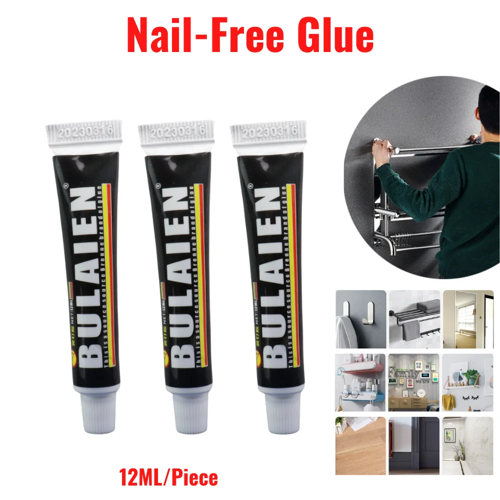 

3/6/12PCs 12ML BULAIEN Nail-Free Tasteless Waterproof White Glue Multi-Spec Strong Glass Glue Multifunctional Household Glue