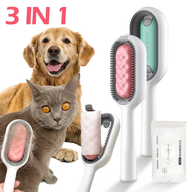 

Pet Grooming Brush Cat and Dog General Comb To Remove Floating Hair Sticky Hair Disposable Wipes Pet Cleaning Supplies