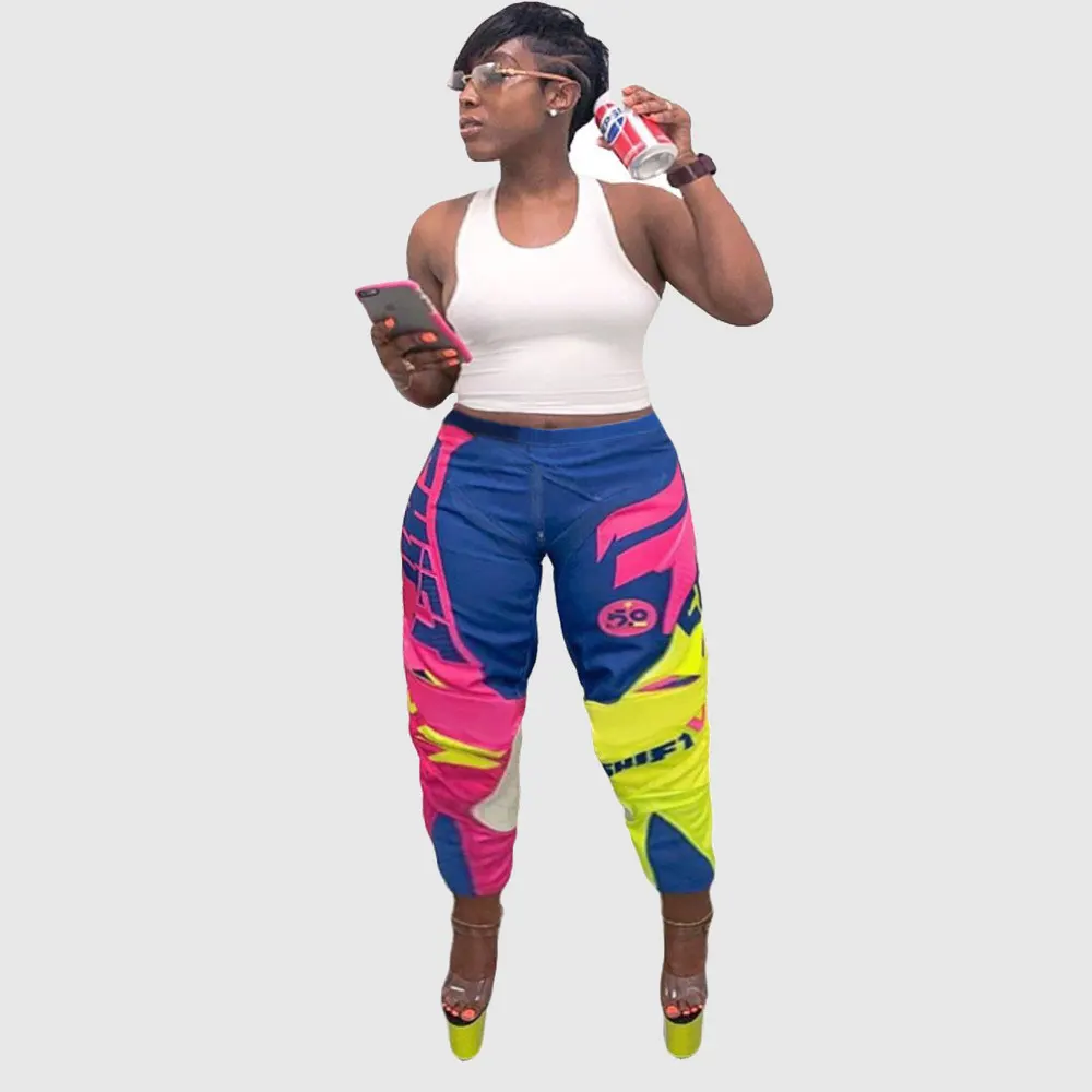 

Plus Size Skinny Ankle-Length Pants Women Summer Fashion Hip-Hop Street Elastic Waist Personalized Women's Pencil Pants L-4XL