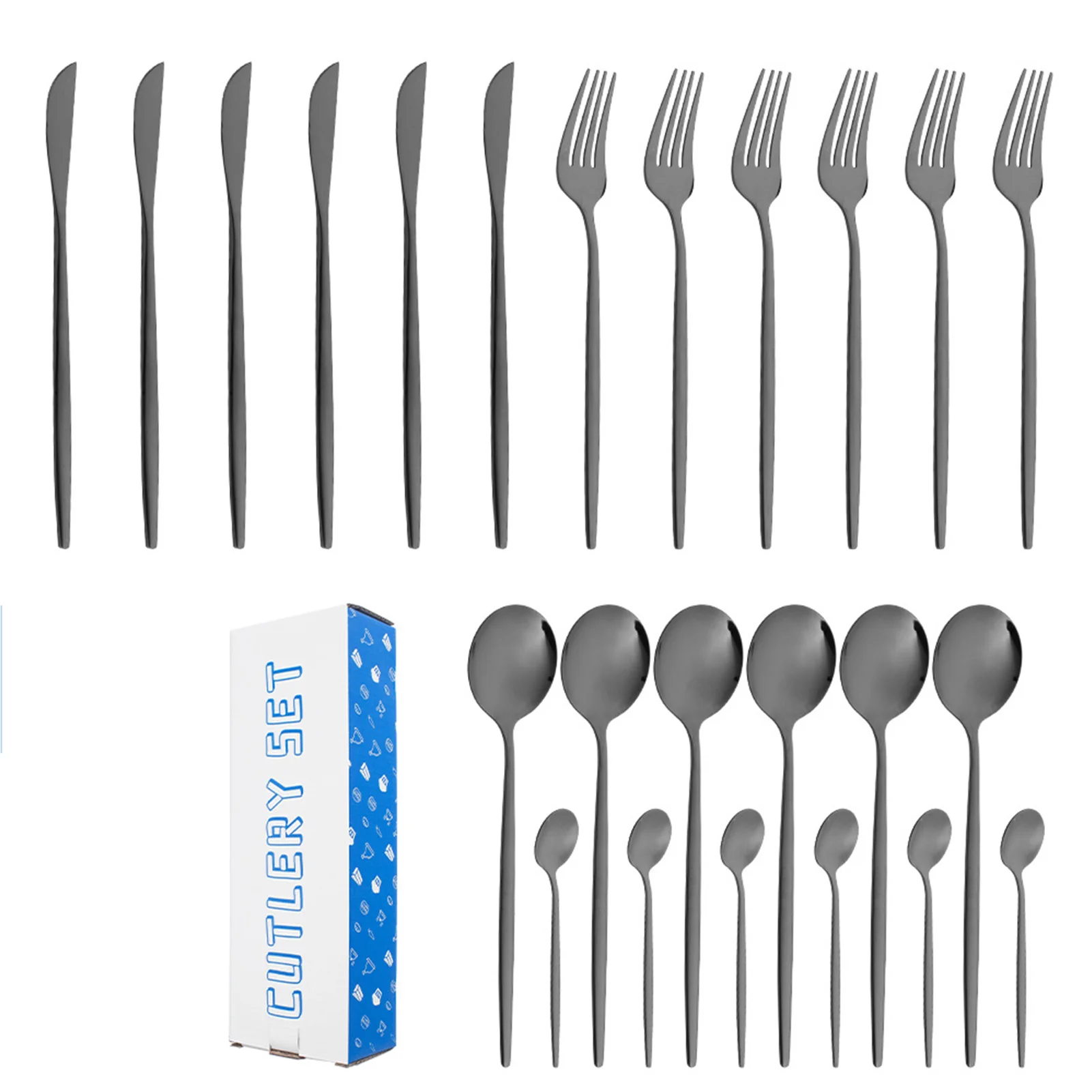 

24Pcs Stainless Steel Cutlery Set Western Food Steak Knife Fork And Spoon Set Mirror Polished Dinner Flatware Set For 6 Person
