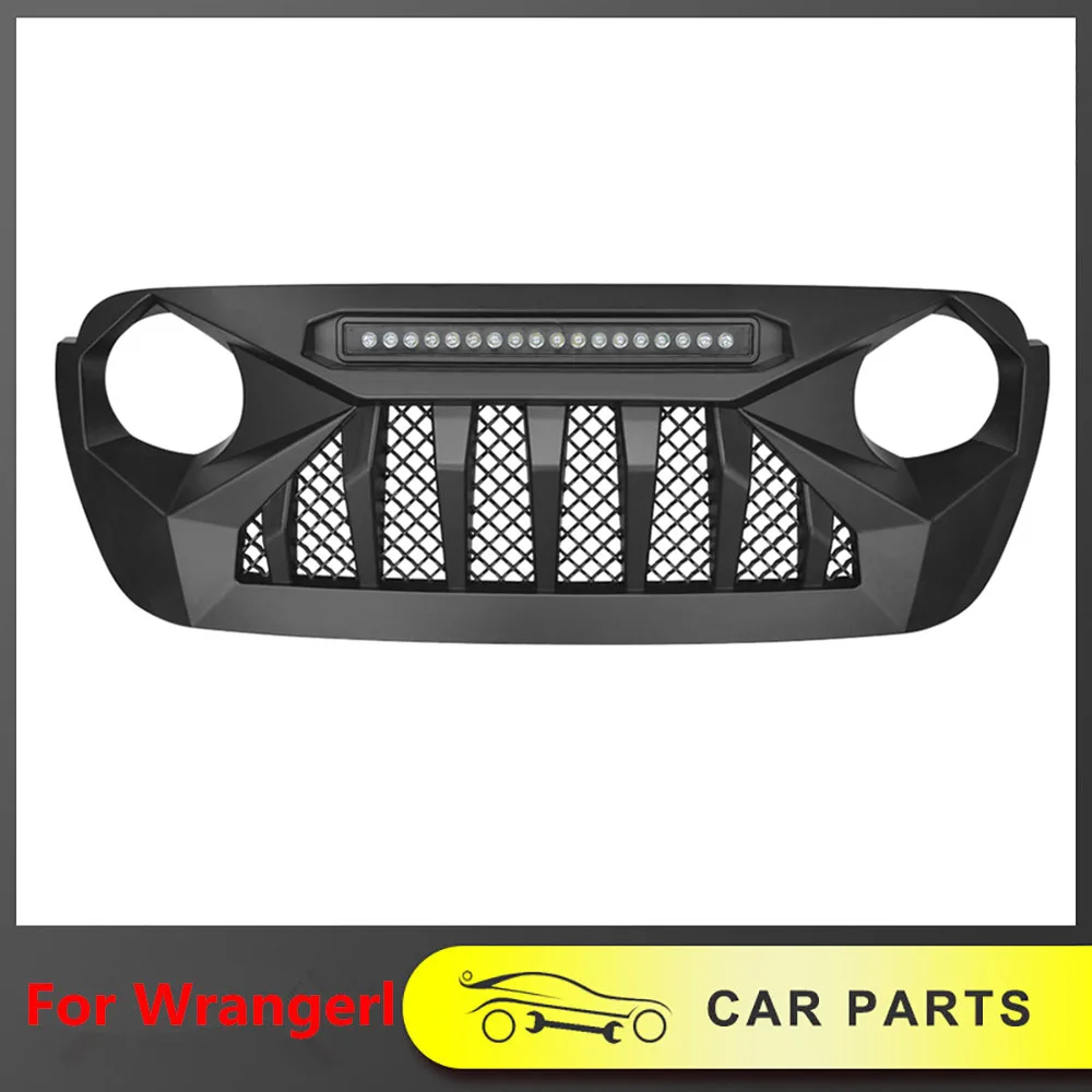 

4x4 Off Road Modified Car Front Bumper Grille With LED Light Bar Fit For Jeep Wrangler JL Gladiator JT 2018-2022 Racing Grills