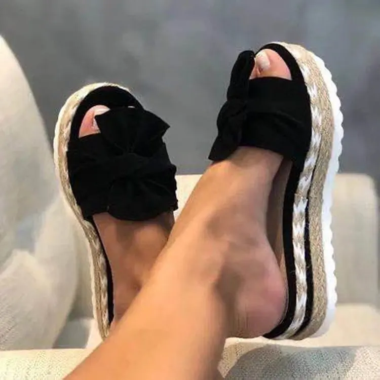 Slippers Women Sandals Platform Sandals Shoes Women Bow 2023 Summer Sandals Slipper Indoor Outdoor Flip-flops Beach Shoes Female