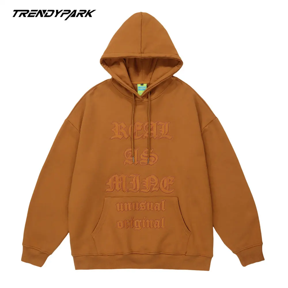 

Men's Hoodies Front Pockets Embroidery Letters Hooded Sweatshirt Harajuku Oversized Cotton Casual Streetwear 2022 Men's Clothing