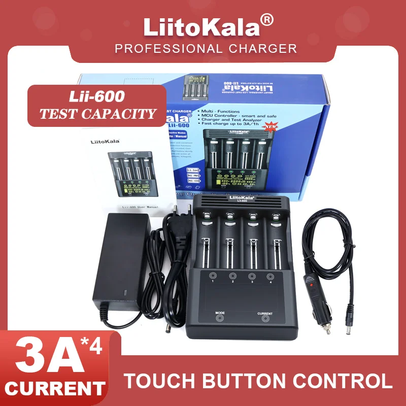 Зарядное устройство LiitoKala Lii-600 для литий-ионного аккумулятора 3 7 В NiMH 1 2 18650 26650 21700