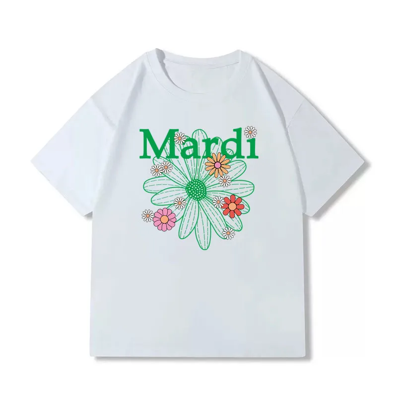 

2023 Korea Mardi Summer New Womens T-shirt Simple Daisy Sun Flower Print Pure Cotton T-shirt Harajuku Lazy Short Sleeve Tees Top