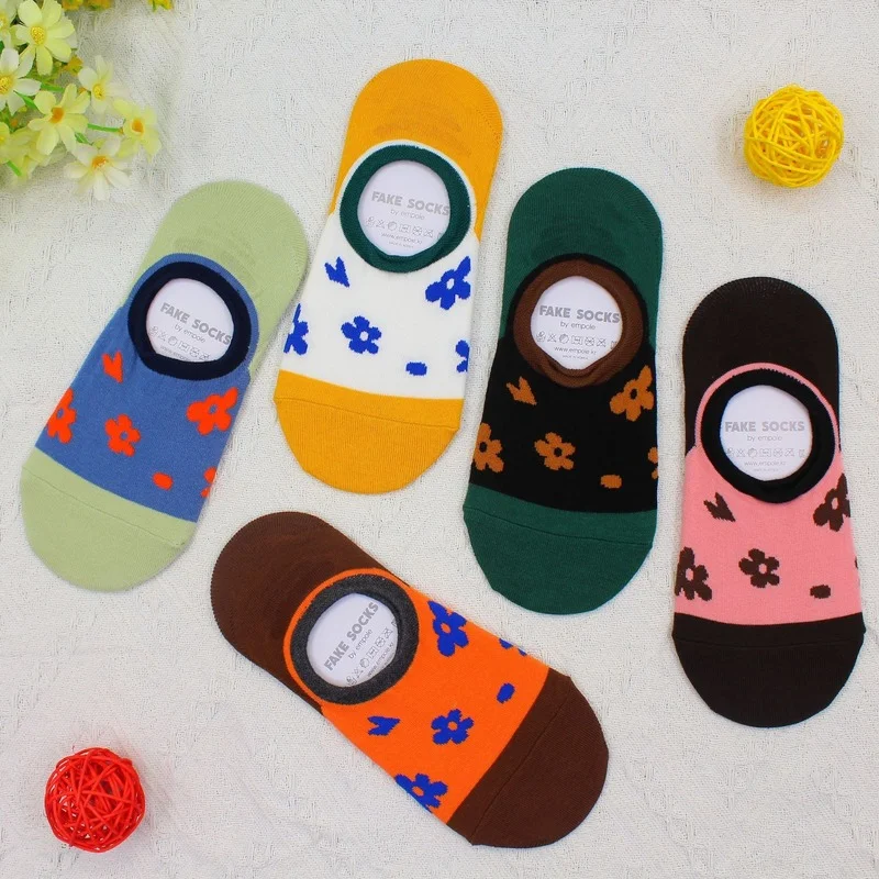 

Женские Жаккардовые носки, элегантные хлопковые носки с цветами, Повседневные Дышащие Модные мягкие милые носки для девочек на весну и лето