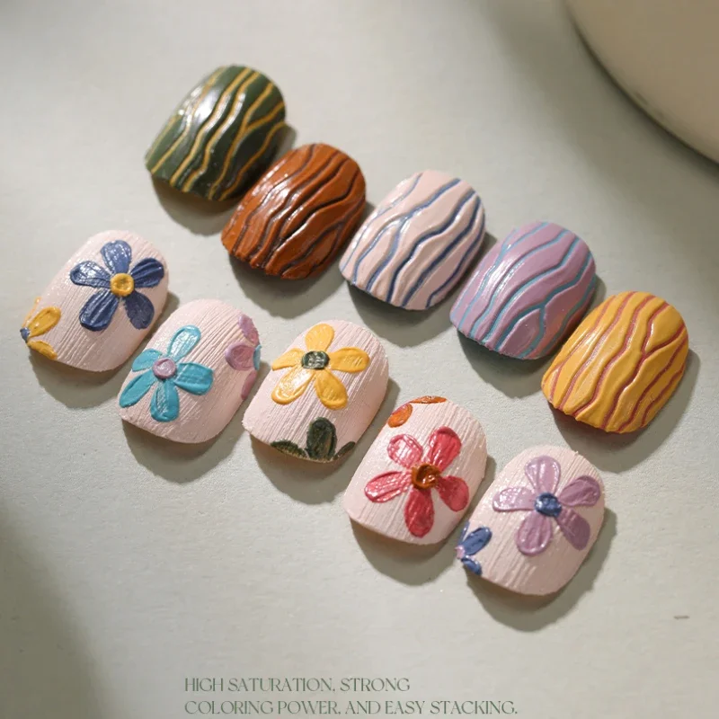 12-цветная резьба по масляной боли текстура гель-лак для ногтей скульптура