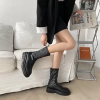 martin boots for women autumn winter shoes 2022 new fashion black thick platform womans boots slip on female daily casual shoes