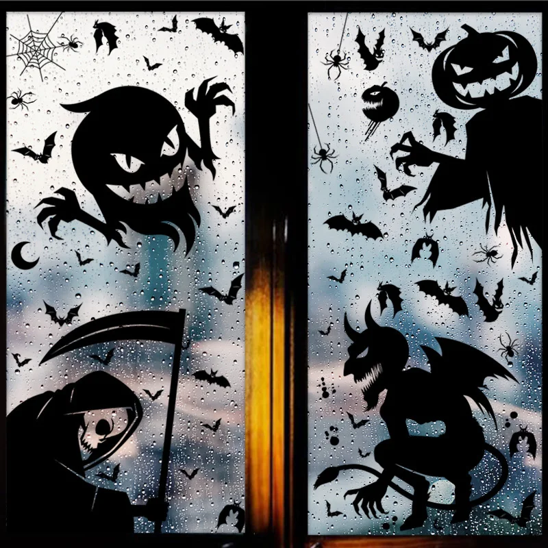 

Halloween Giant Ghost Monster Ghost Shadow Window Sticker Witch Death Bat Skeleton Party Decor Kids Electrostatic Sticker