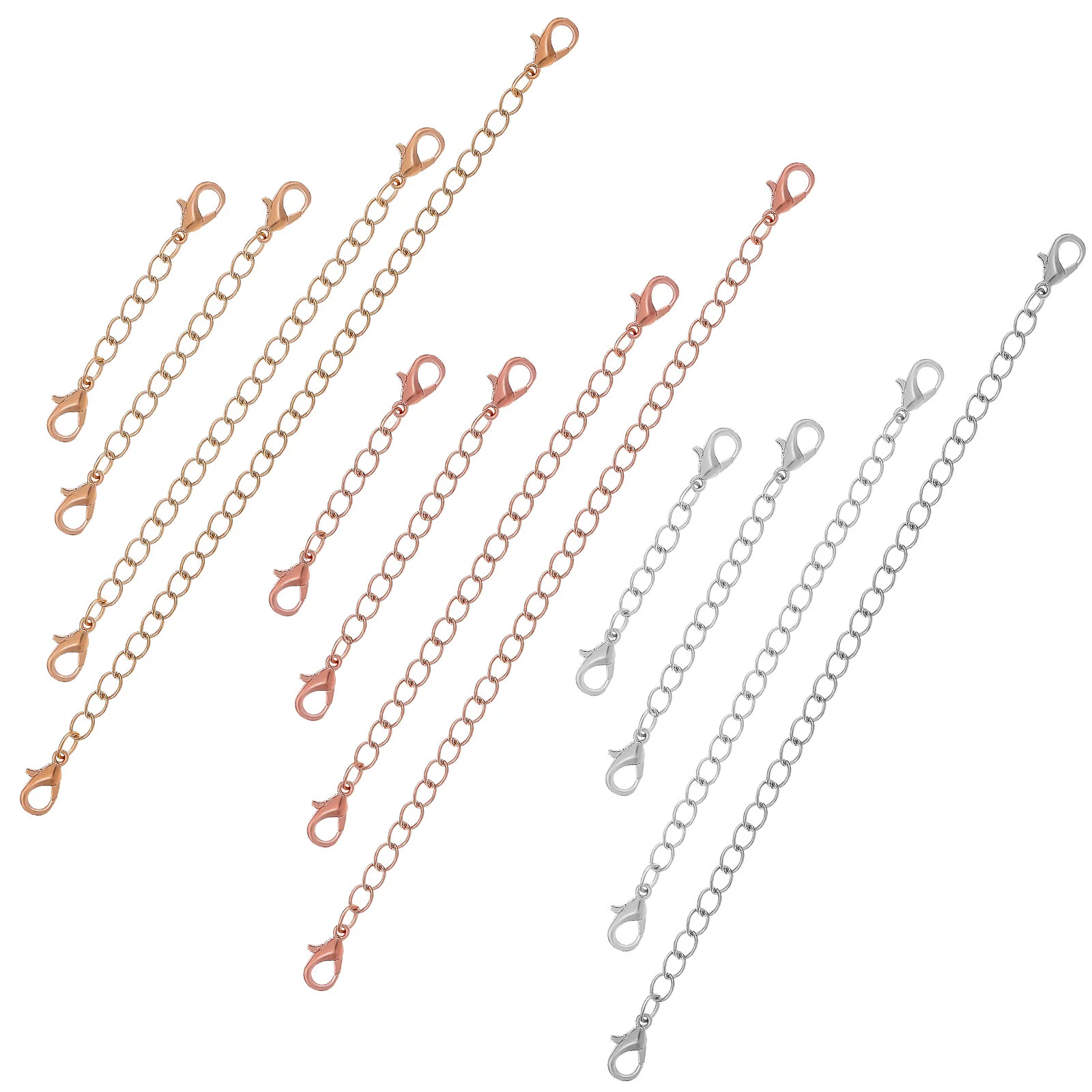 12 Pcs Golden Necklace Chain Extenders Jewelry Making Rose Bracelet Choker Long Clasp