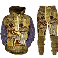 horus egyptian god eye of egypt pharaoh anubis hoodie tracksuit men clothing sets autumn winter sweatpants male sweatshirt suit