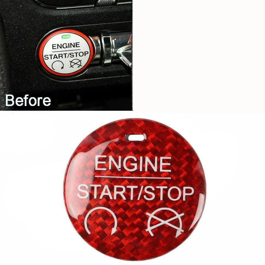 

Крышка кнопки пуска из углеродного волокна для 2015-2020 Ford Mustang Red Start Stop Switch