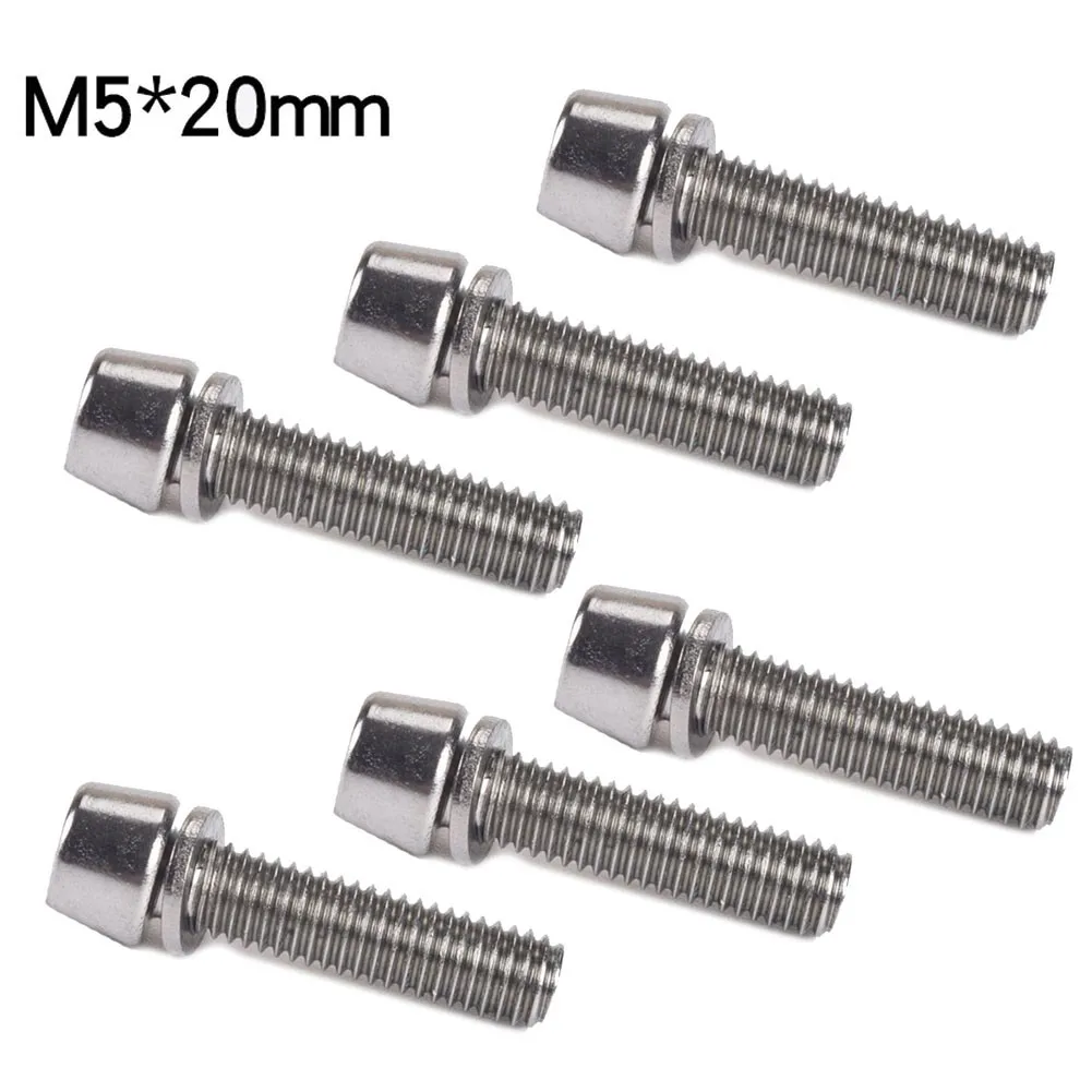 

6PCS/Box Bolts MTB Bike Stem Screws M5/M6 Road Bike Cycle Parts High Precision Steel Cycling Parts Bicycle Seatpost Collar Bolts