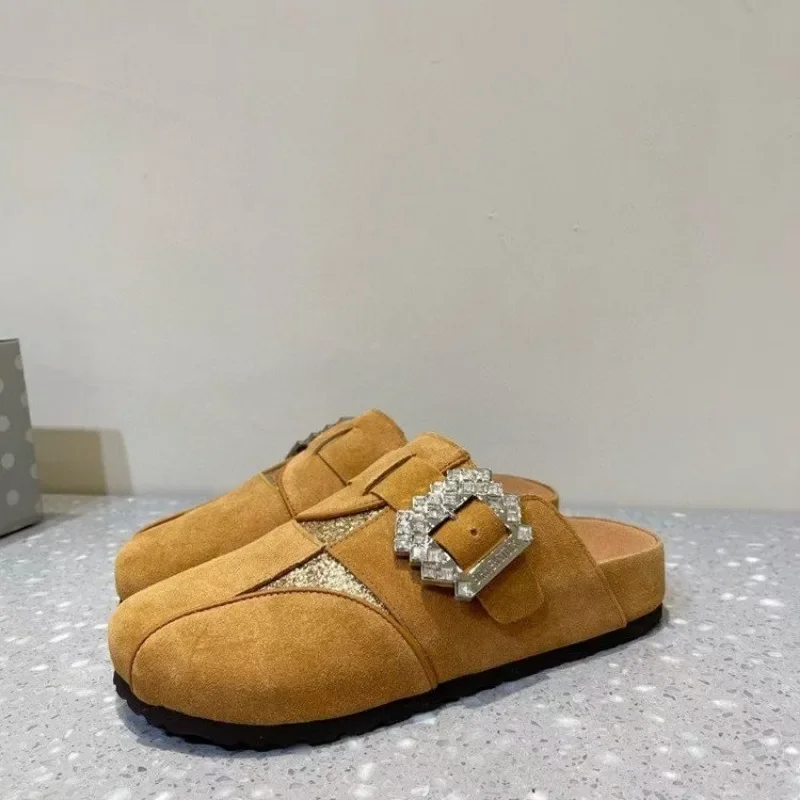 Женская обувь 2024 женские тапочки с закрытым носком римские повседневные туфли