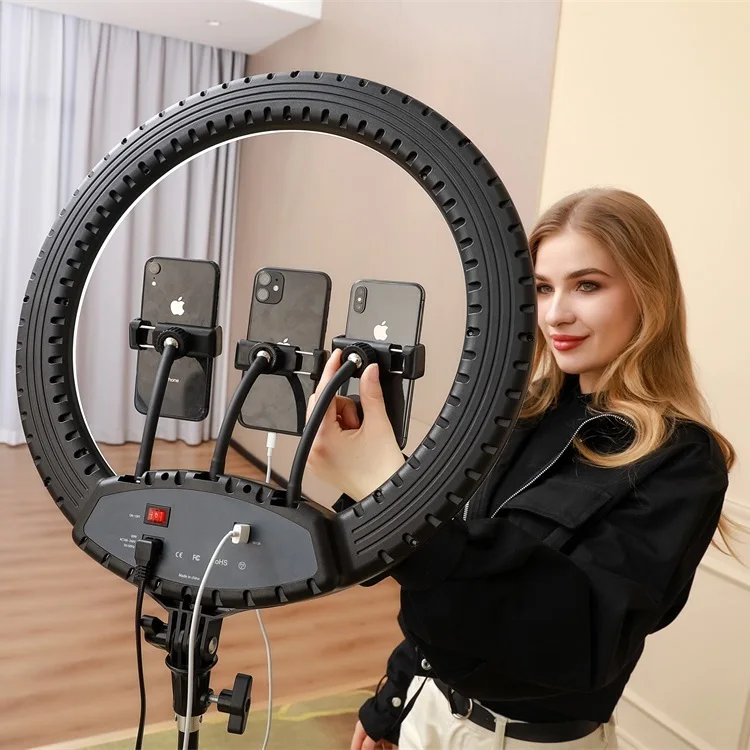 

Photographic Tiktok Lamp 19 Inch Beauty Selfie Led Digital Ring Light With Tripod Stand LCD Display for Live Stream Youtube