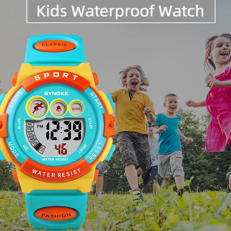 

Светодиодные цифровые часы с будильником, детские спортивные водонепроницаемые электронные наручные часы для плавания, детские часы для мальчиков и девочек, часы в подарок