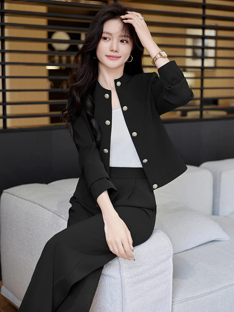 Костюм 2024 тонкий костюм без воротника для женщин весенний Элегантный женский