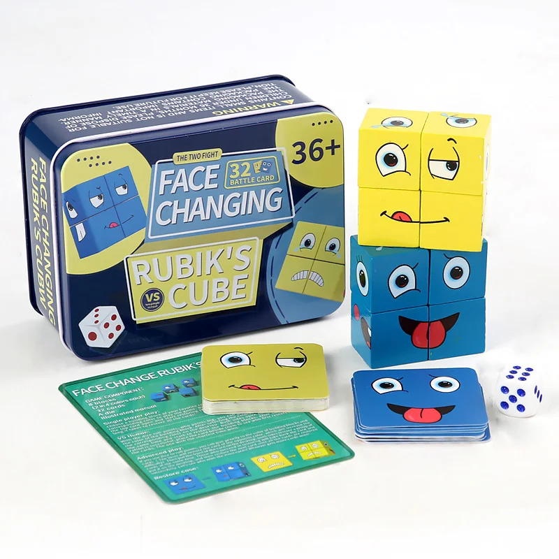 

Party Game Parent-child Interaction Game Expression Puzzle Face Changing Cube Toys Early Educational Match Toy for Children