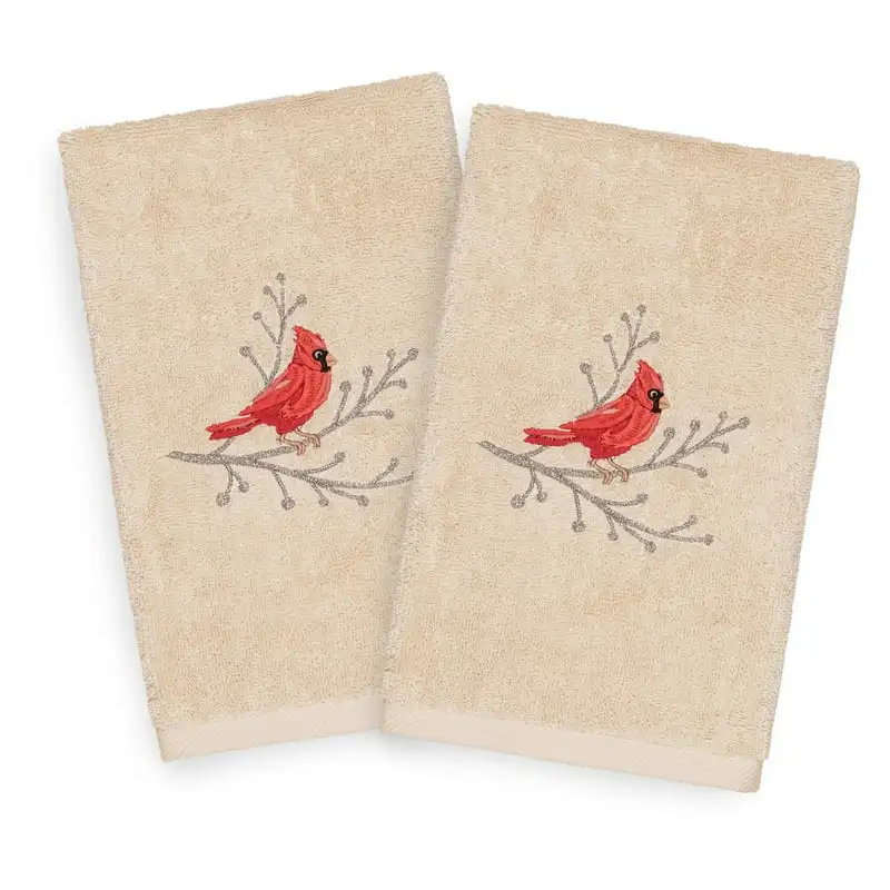 

Textiles Christmas Cardinal Embroidered Turkish Cotton Hand Towel - Set of 2 Toallas comprimidas Face towels Cooling hoodie tow