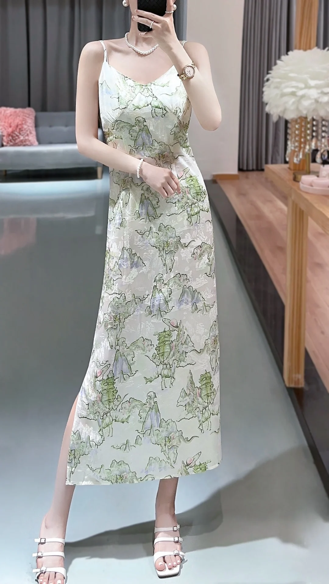 

2023 Spring/Summer Fashion New Women's Clothing Printed Suspender Skirt 0822