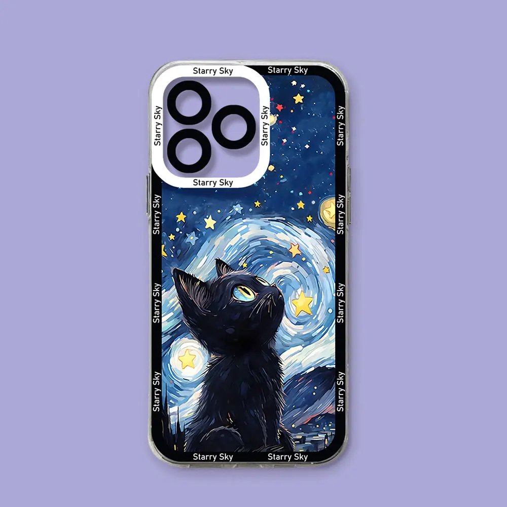 Звездное небо Черный кот чехол для телефона VIVO Y28 V30e Y75 Y03 Y36 Y100 Y17s Y76 Y22s Y16 Y50 Y21 Y20 V29
